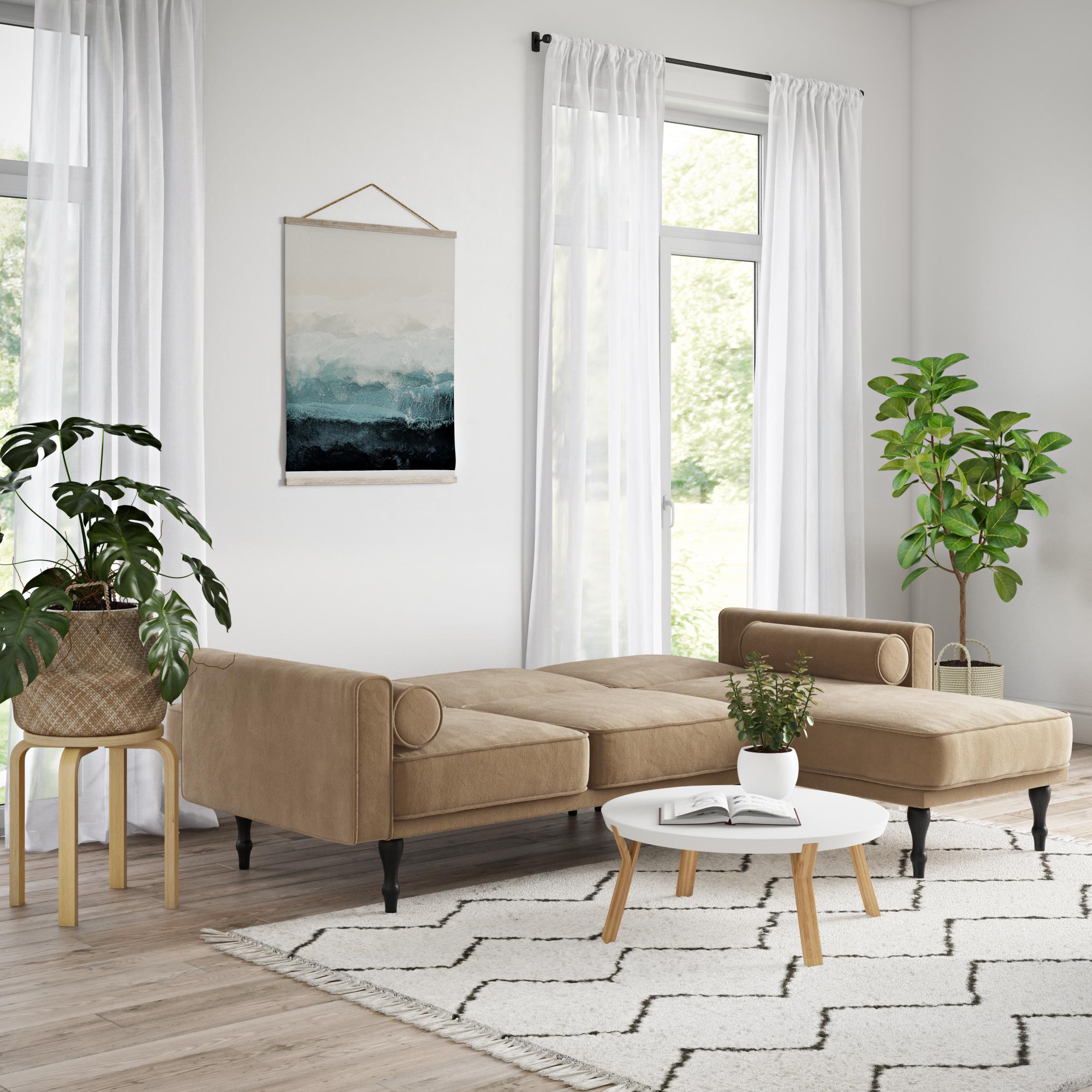 RealRooms Edison Sectional Futon Sofa Bed - Tan