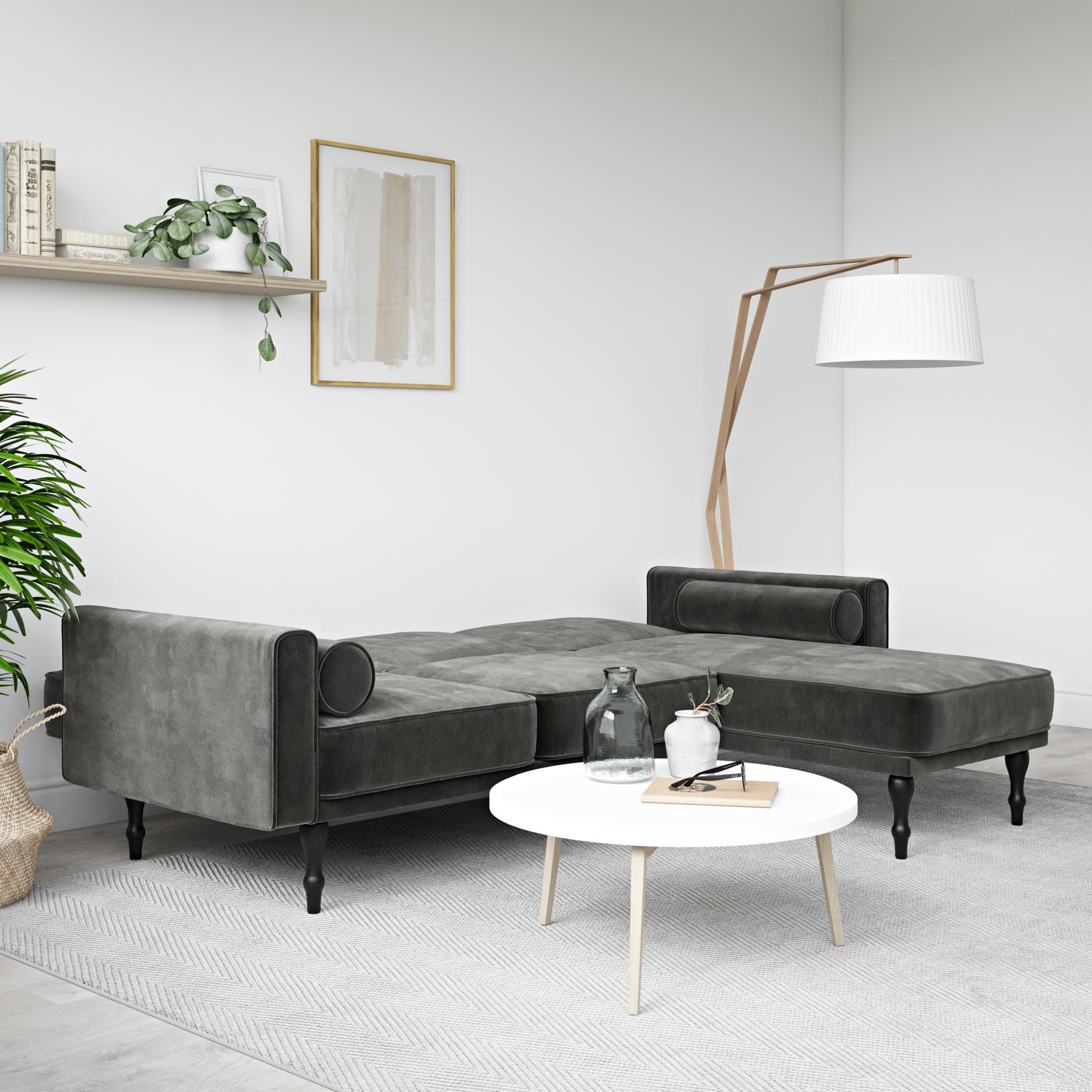 RealRooms Edison Sectional Futon Sofa Bed - Gray