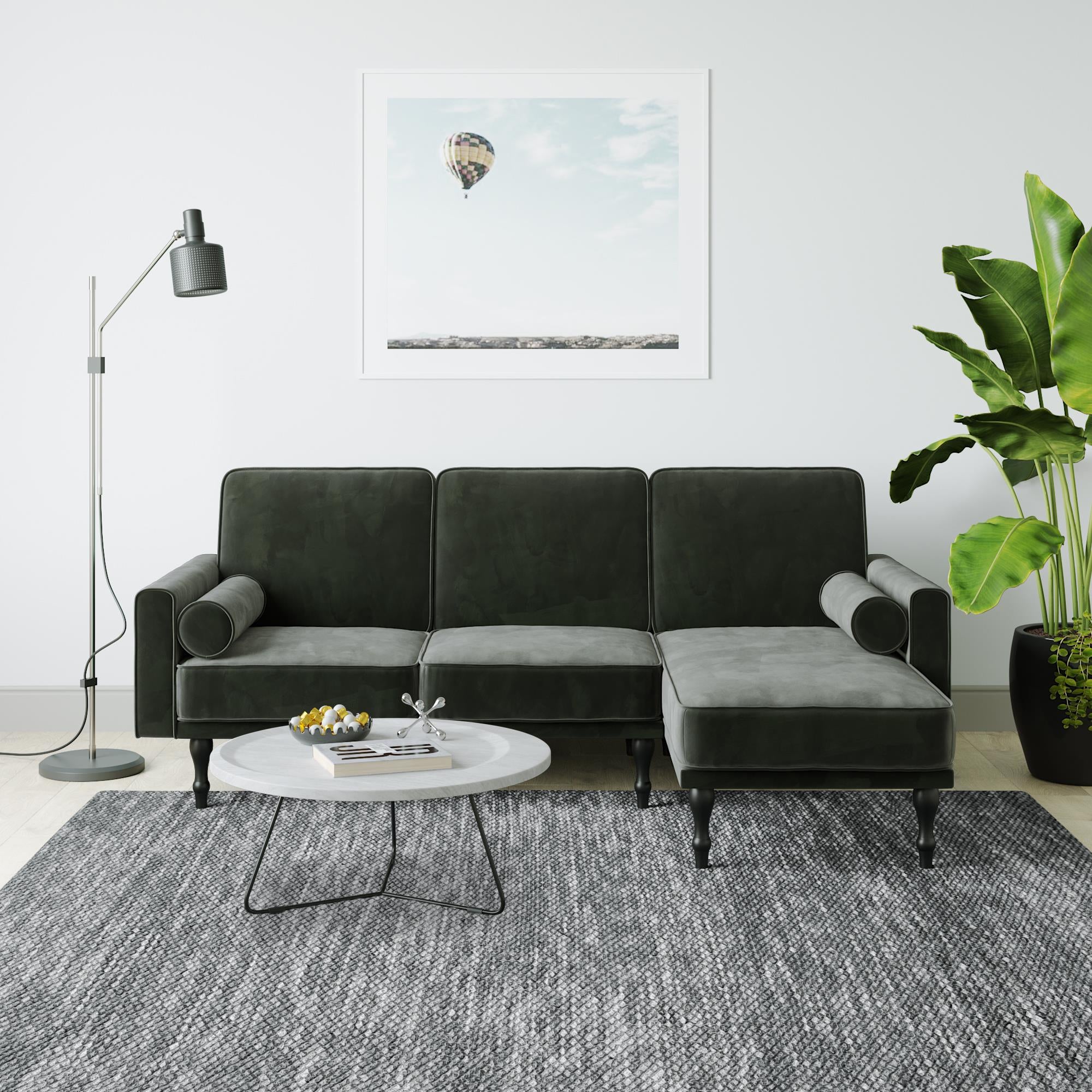 RealRooms Edison Sectional Futon Sofa Bed - Gray