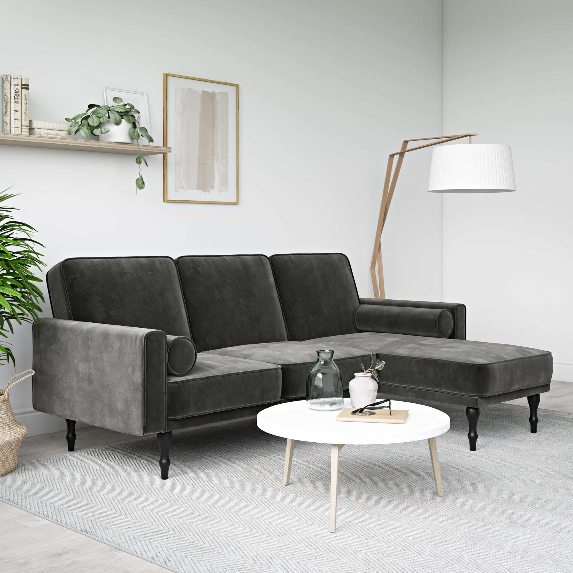 RealRooms Edison Sectional Futon Sofa Bed - Gray