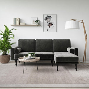 RealRooms Edison Sectional Futon Sofa Bed - Gray
