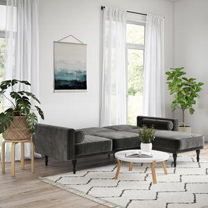 RealRooms Edison Sectional Futon Sofa Bed - Gray