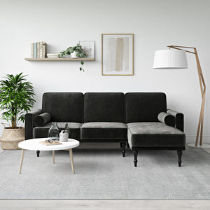 RealRooms Edison Sectional Futon Sofa Bed - Gray