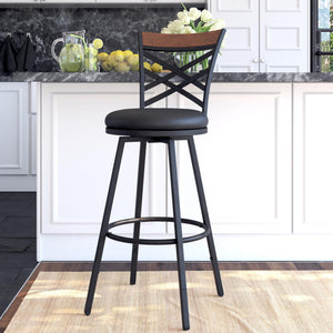 DHP Lesley Swivel Barstool - Black