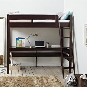 DHP Harlan Kids' Wood Loft Bed with desk - Espresso