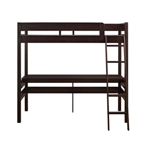 DHP Harlan Kids' Wood Loft Bed with desk - Espresso