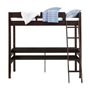 DHP Harlan Kids' Wood Loft Bed with desk - Espresso