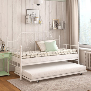 DHP Ivorie Metal Daybed with Trundle - White - Twin