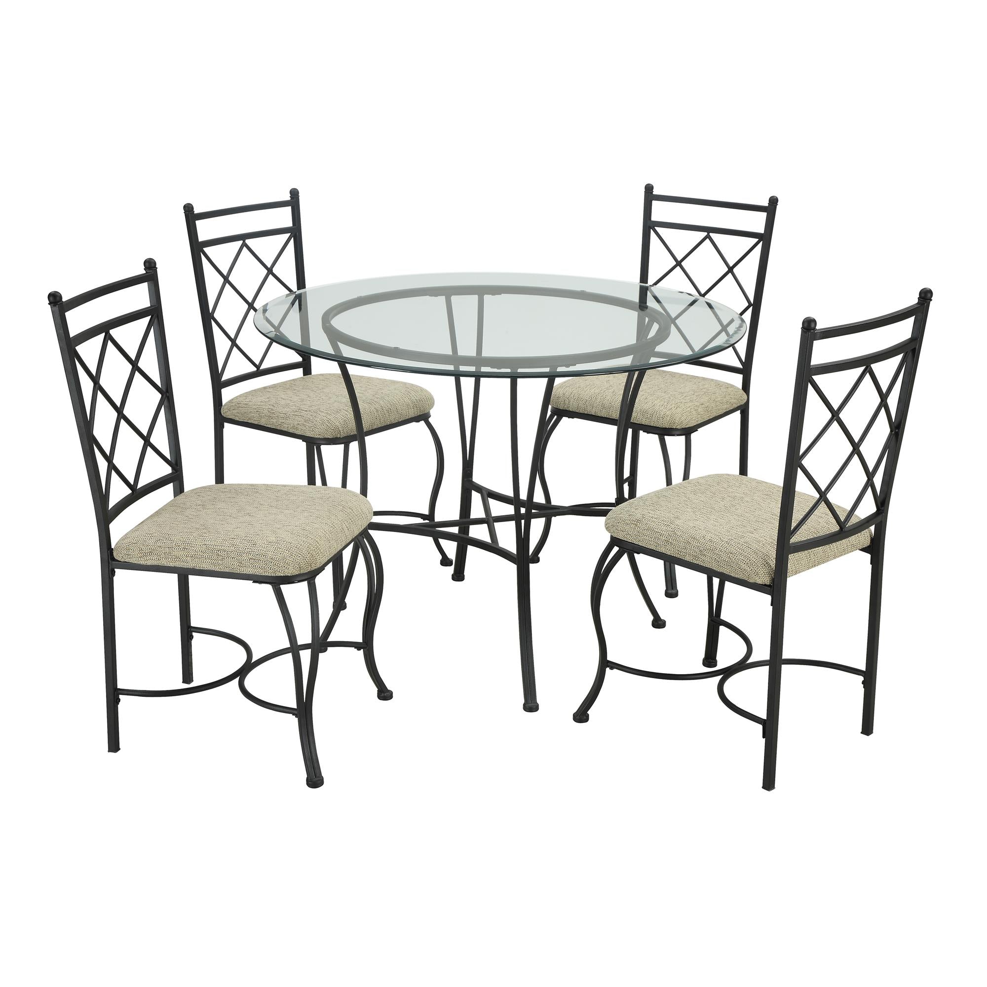 DHP Traditional 5-Piece Dining Set - Black / Beige