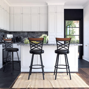 DHP Lesley Swivel Barstool - Black