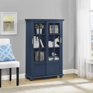 Ameriwood Home Aaron Lane Bookcase with Sliding Glass Doors - Blue