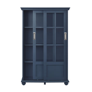 Ameriwood Home Aaron Lane Bookcase with Sliding Glass Doors - Blue