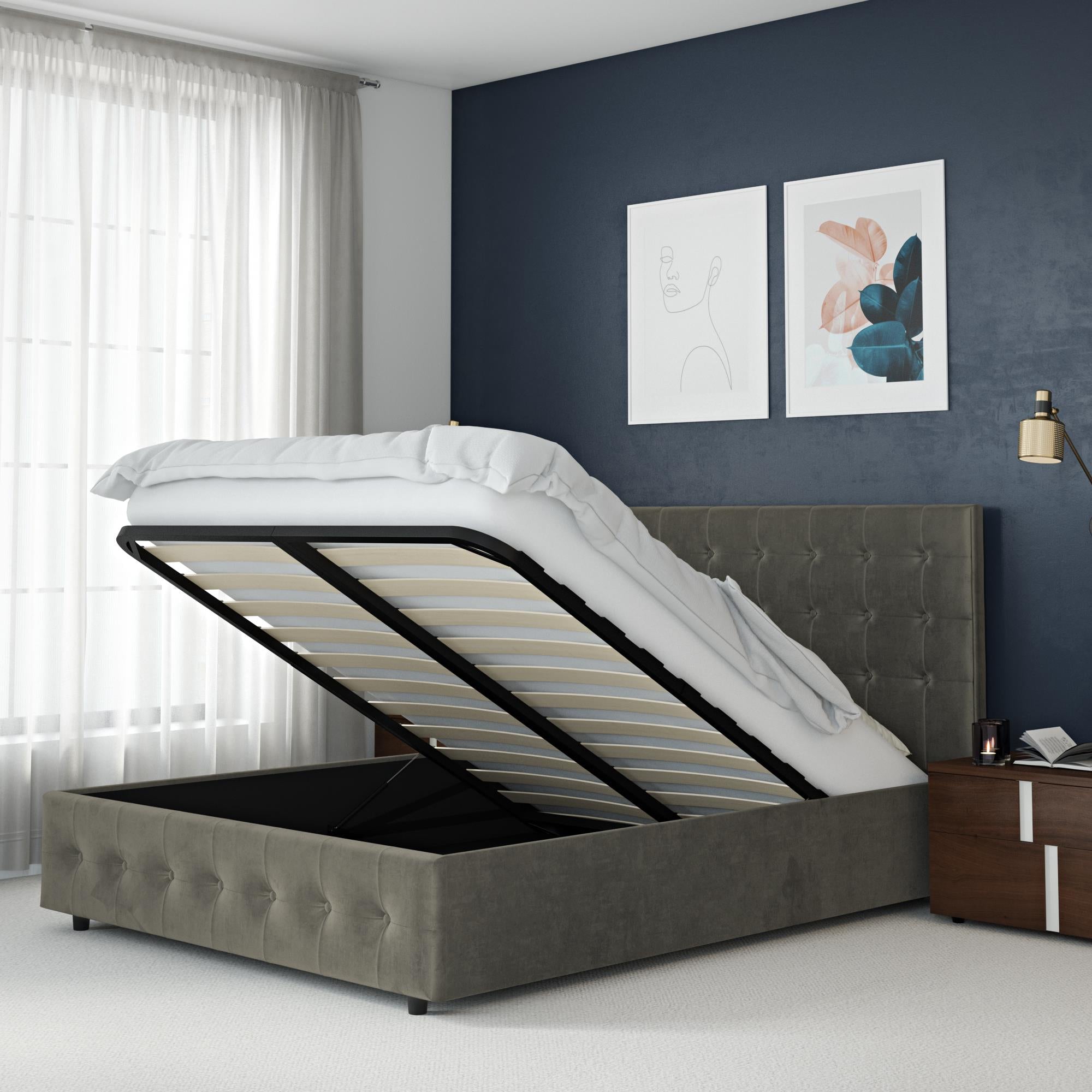 DHP Cambridge Upholstered Bed with Storage - Gray - Queen