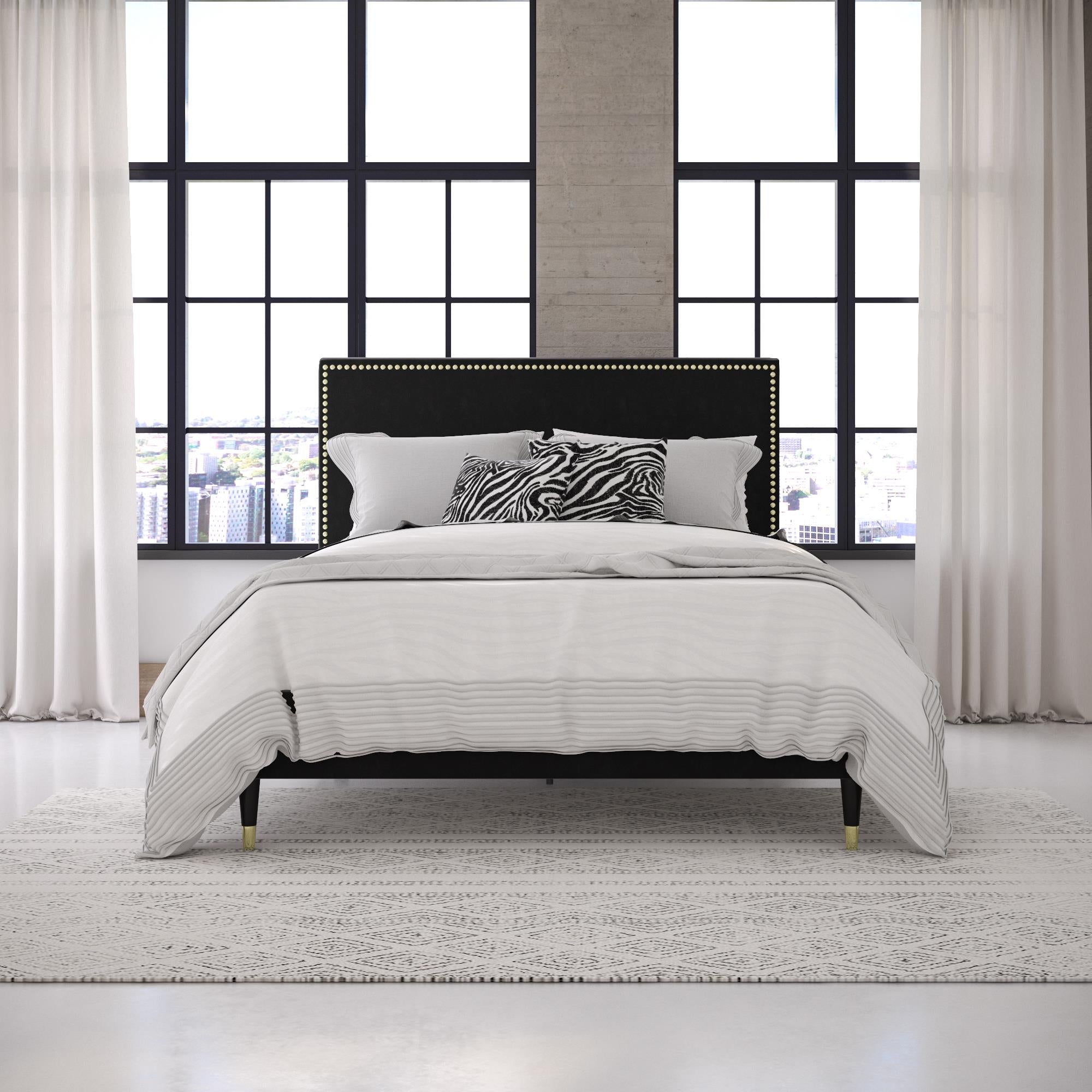 CosmoLiving Audrey Upholstered Bed - Black - Queen