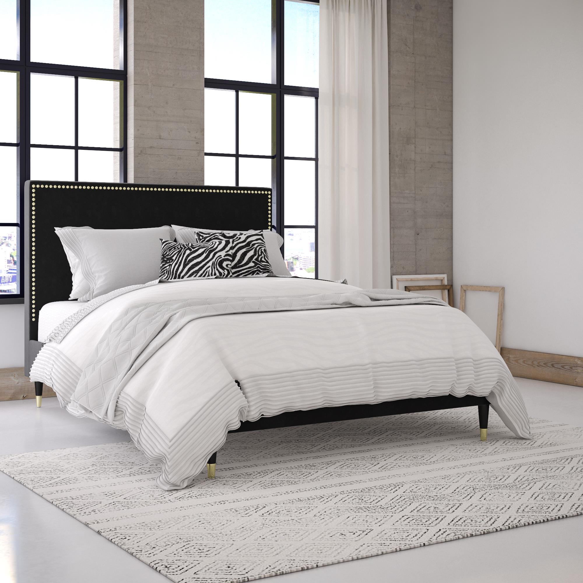 CosmoLiving Audrey Upholstered Bed - Black - Queen