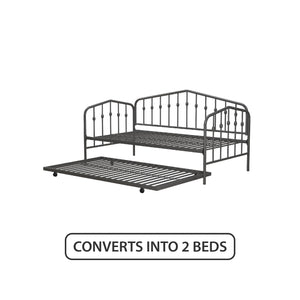 Novogratz Bushwick Metal Daybed & Trundle - Gray - Twin