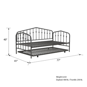 Novogratz Bushwick Metal Daybed & Trundle - Gray - Twin