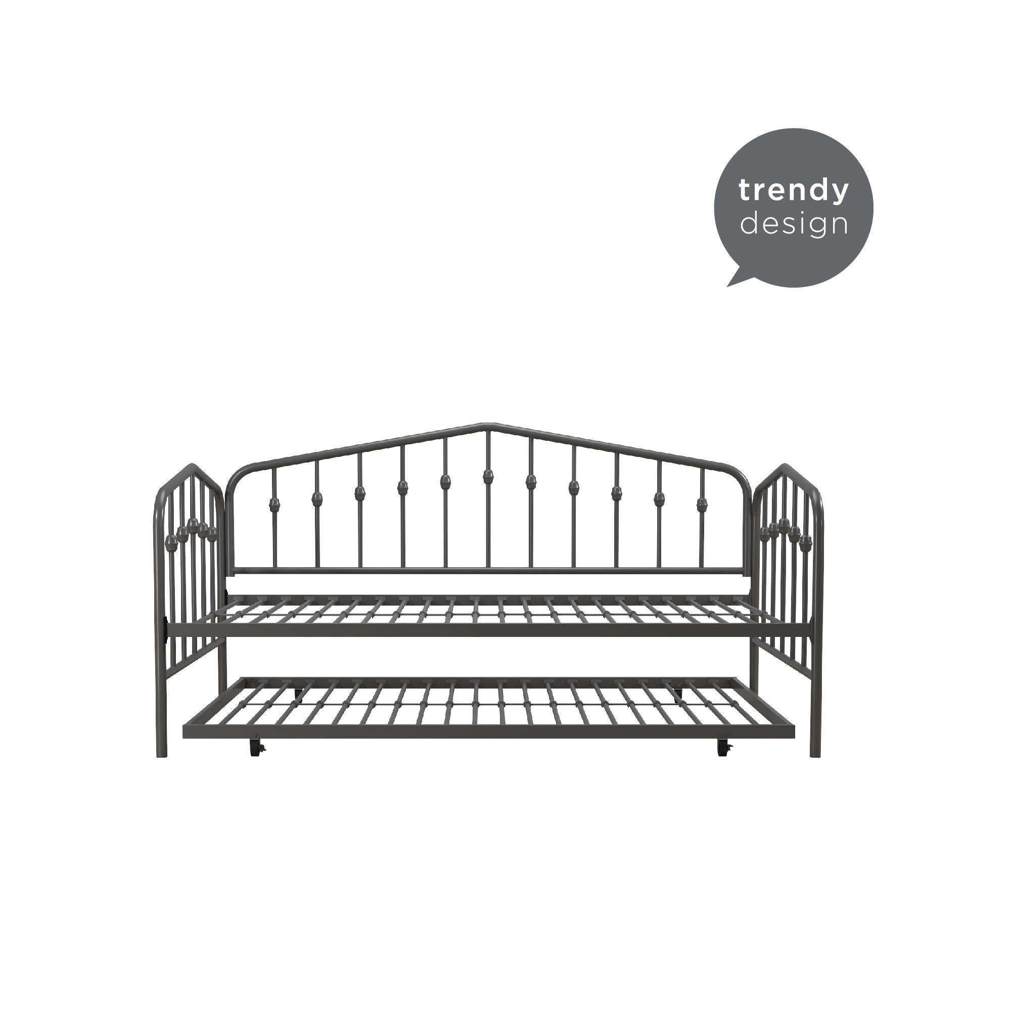 Novogratz Bushwick Metal Daybed & Trundle - Gray - Twin