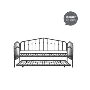 Novogratz Bushwick Metal Daybed & Trundle - Gray - Twin
