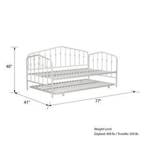 Novogratz Bushwick Metal Daybed & Trundle - White - Twin