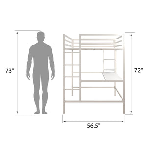Novogratz Maxwell Metal Loft Bed with Desk & Shelves - White - Full