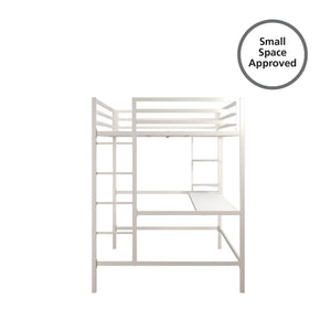 Novogratz Maxwell Metal Loft Bed with Desk & Shelves - White - Full