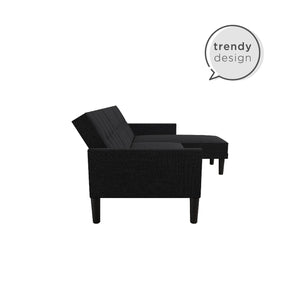 DHP Haven Small Space Sectional Sofa Futon, Dark Gray Linen - Dark Gray