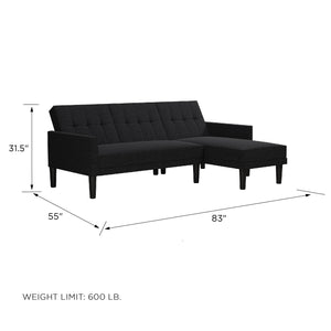 DHP Haven Small Space Sectional Sofa Futon, Dark Gray Linen - Dark Gray