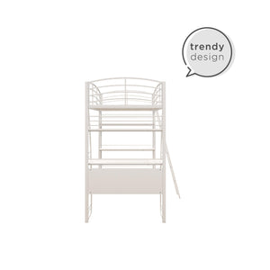 DHP Sage Studio Loft Bed with Desk and Shelves - White - Twin