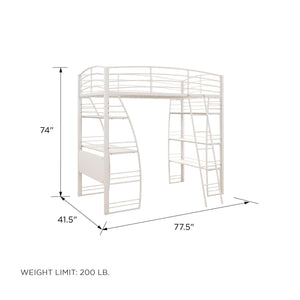 DHP Sage Studio Loft Bed with Desk and Shelves - White - Twin
