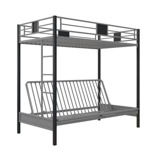 DHP Silver Screen Futon Bunk Bed - Silver - Twin-Over-Futon