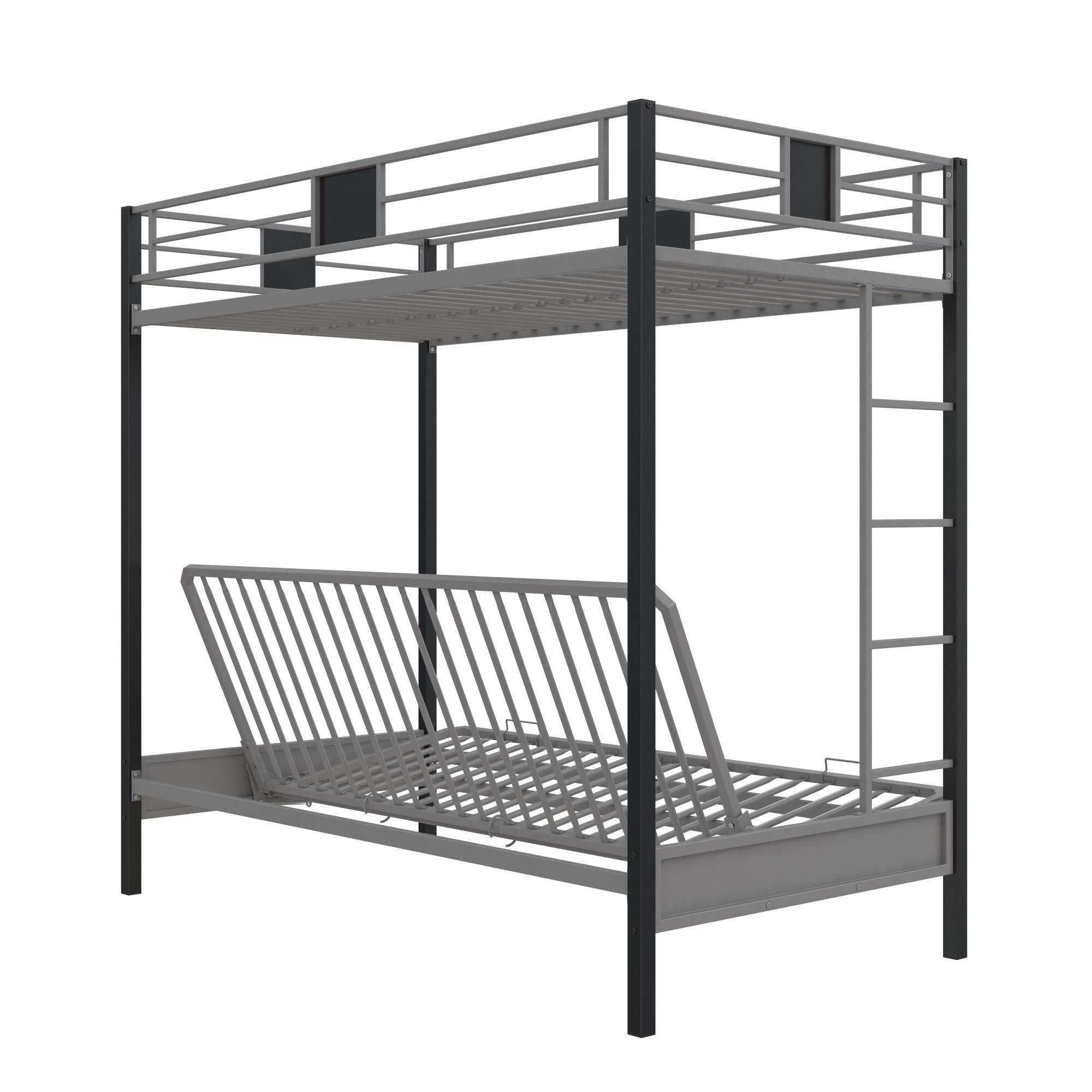 DHP Silver Screen Futon Bunk Bed - Silver - Twin-Over-Futon