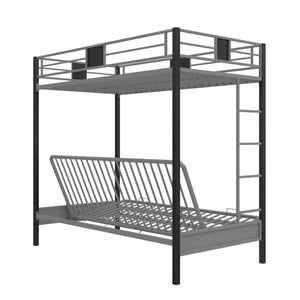 DHP Silver Screen Futon Bunk Bed - Silver - Twin-Over-Futon