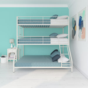 DHP Everleigh Triple Bunk Bed - White - Twin-Over-Full