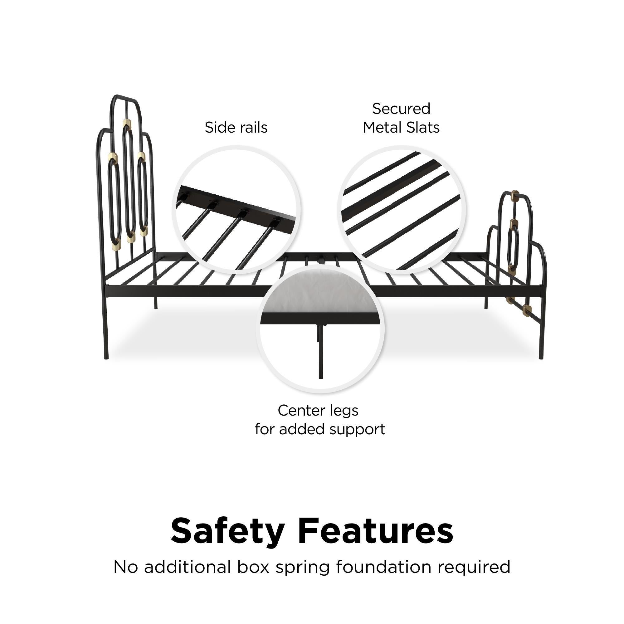 Novogratz Boutique Olivia Metal Bed - Black - Twin