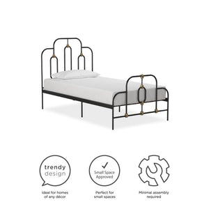 Novogratz Boutique Olivia Metal Bed - Black - Twin