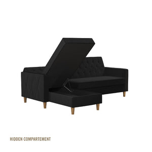 CosmoLiving Liberty Sectional Futon Sofa Bed with Storage - Black