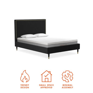 CosmoLiving Audrey Upholstered Bed - Black - Queen