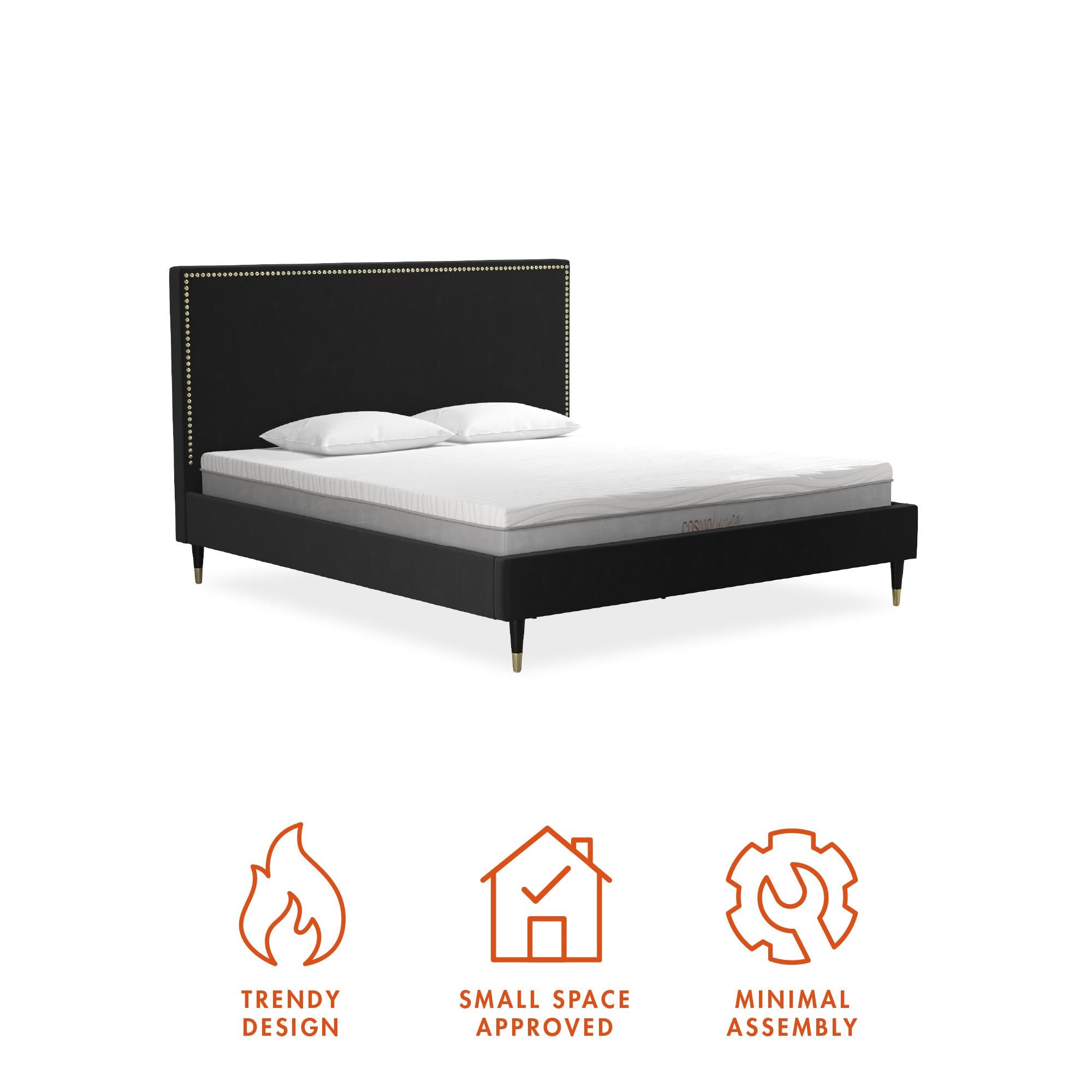 CosmoLiving Audrey Upholstered Bed - Black - King