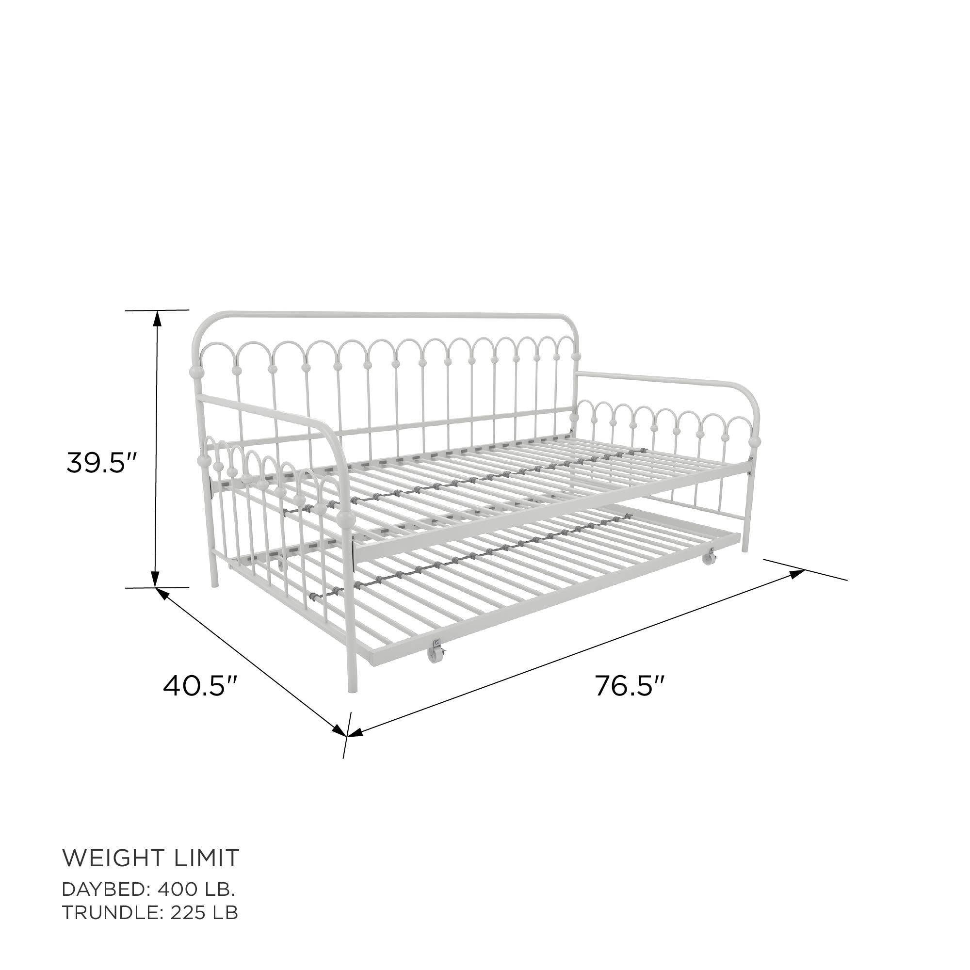 Novogratz Bright Pop Metal Daybed with Trundle - White - Twin