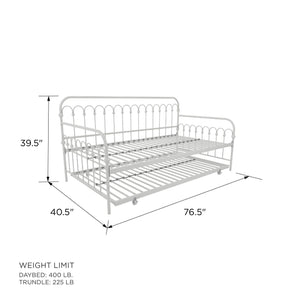 Novogratz Bright Pop Metal Daybed with Trundle - White - Twin