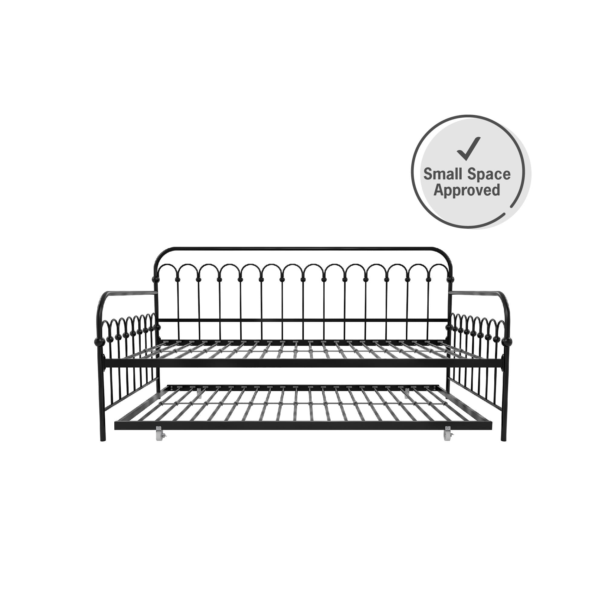Novogratz Bright Pop Metal Daybed with Trundle - Black - Twin