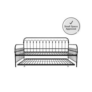 Novogratz Bright Pop Metal Daybed with Trundle - Black - Twin