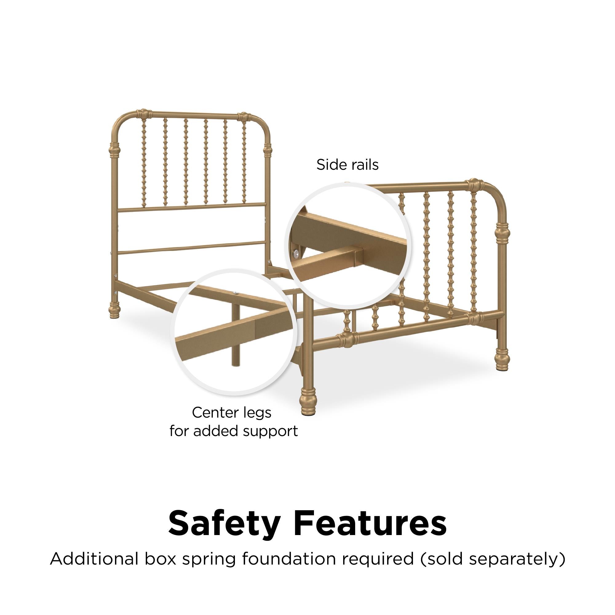 Max & Finn Wren Metal Bed - Gold - Twin