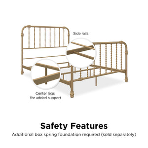 Max & Finn Wren Metal Bed - Gold - Full