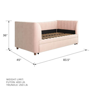 Max & Finn Valentina Upholstered Daybed and Trundle - Pink - Twin