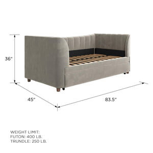 Max & Finn Valentina Upholstered Daybed and Trundle - Gray - Twin