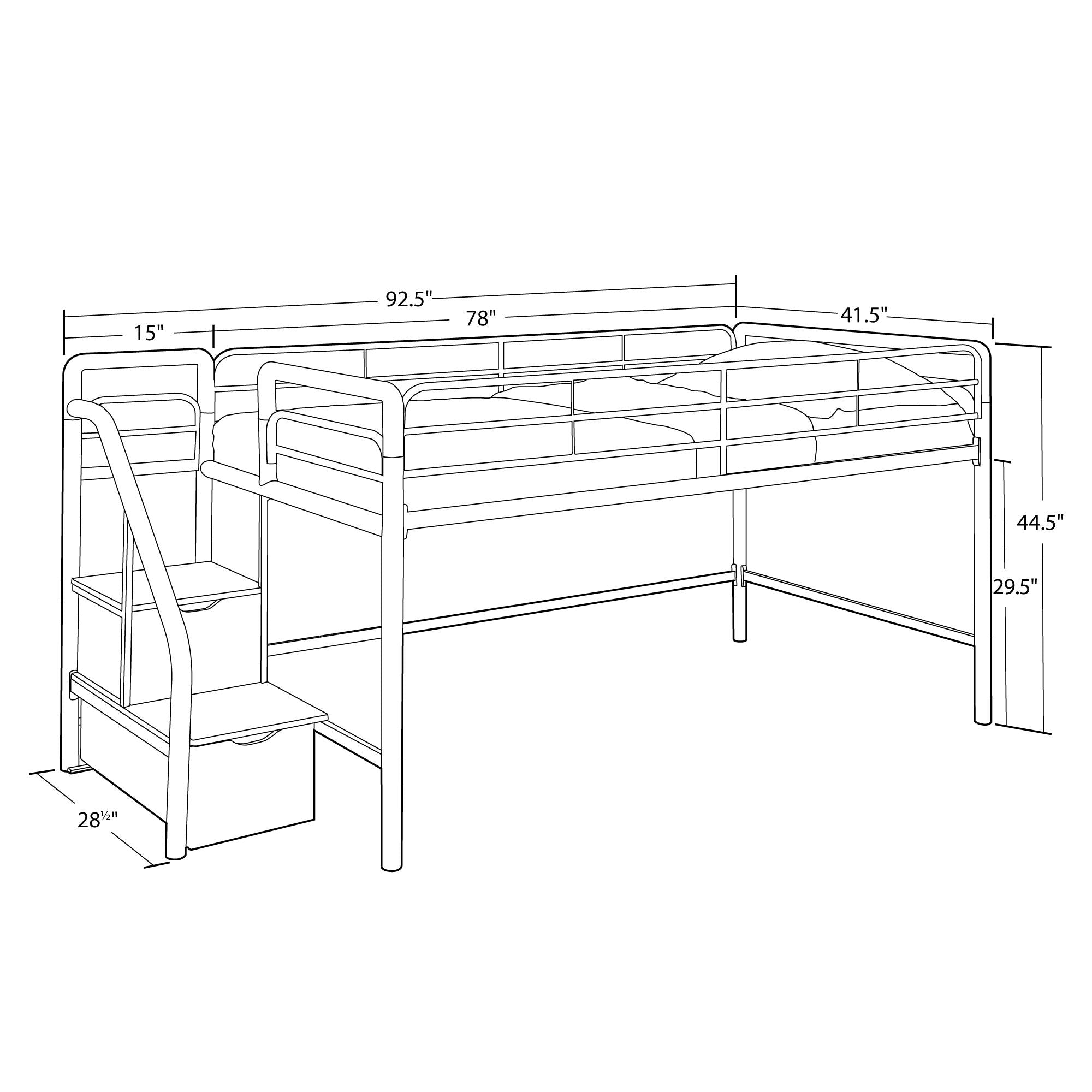 DHP Sol Kids' Low Loft Bed with Storage Steps - Black - Twin