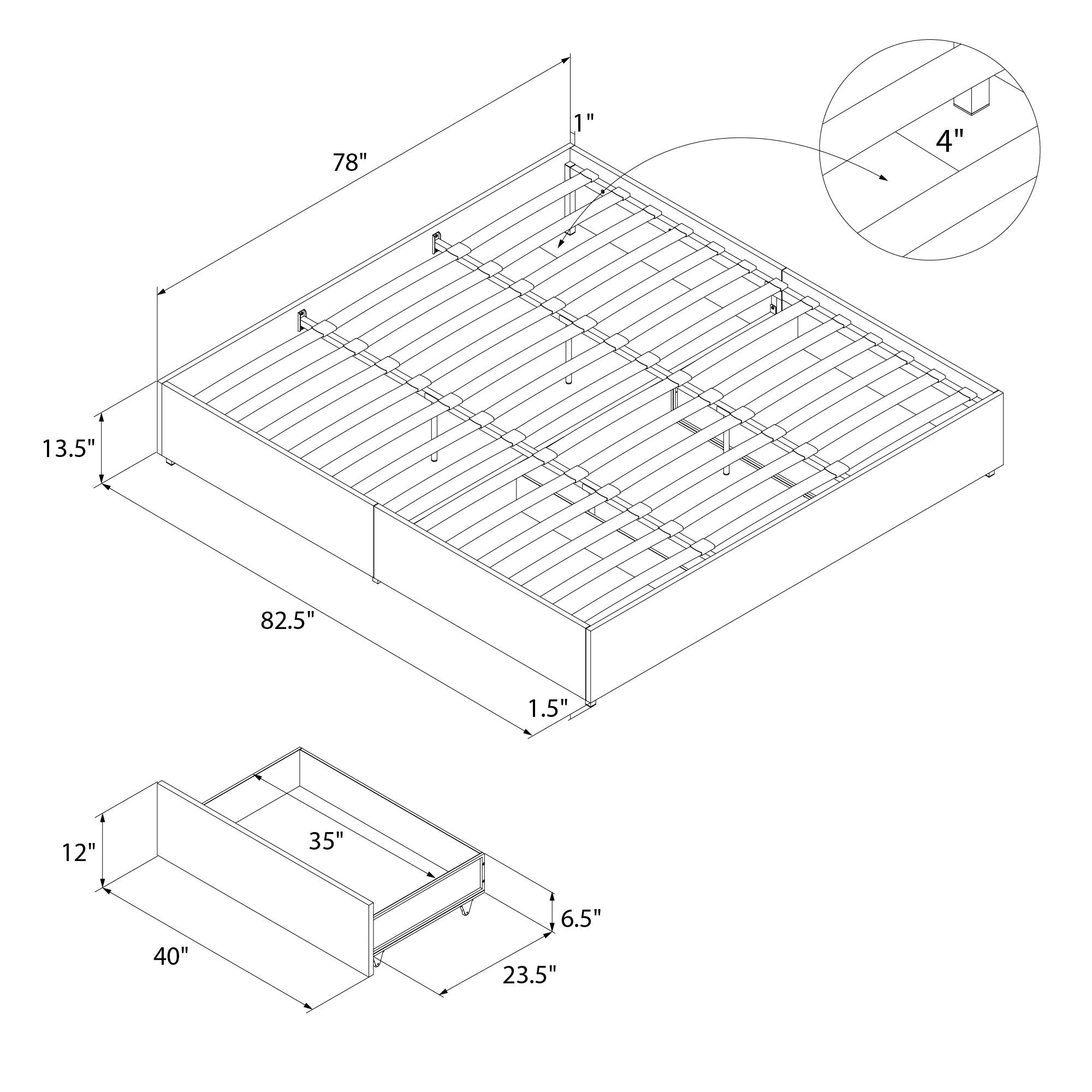 RealRooms Alden Bed with Storage Drawers - Black - King