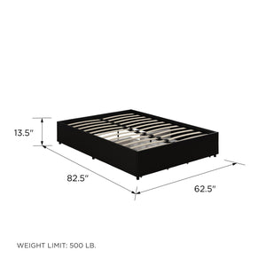 RealRooms Alden Bed with Storage Drawers - Black - Queen